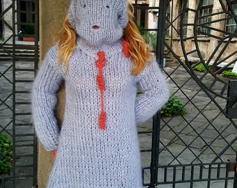 Fluffy Mohair Sweater – Hand-knitted Hairy Fuzzy Big-needle