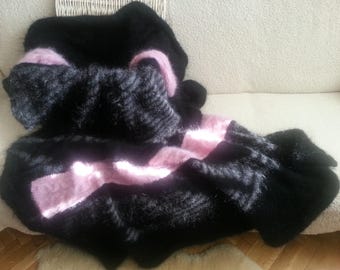 Hand-Knitted Mohair Blanket – Luxurious Fuzzy Bed Throw, Made to Order