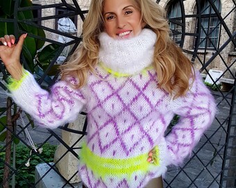 Hand-Knitted Mohair Bodysuit – Fluffy Loungewear, Custom Size