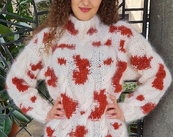 Handgestrickter Mohairpullover - Leicht, weich & angenehm warm, sofort versandfertig von Superteo