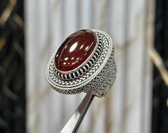 Natürlicher Aqeeq Ring Elegantes Statement Stück für Männer & Frauen