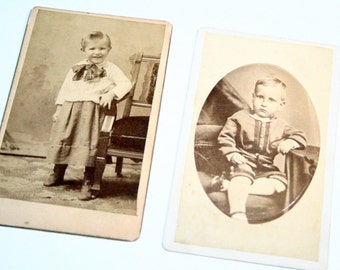Small Antique Children Cabinet Card Photograph Lot - Mixed Media, Altered Art, Collage, Assemblage Supplies