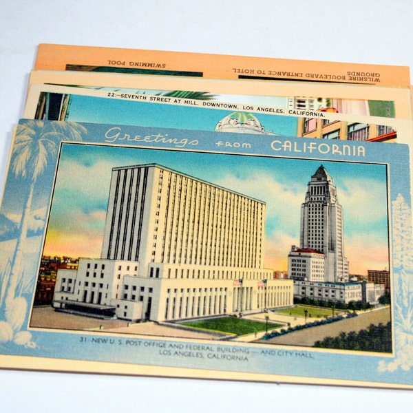 10 Vintage Los Angeles California Postcards Blank - Wedding Guestbook