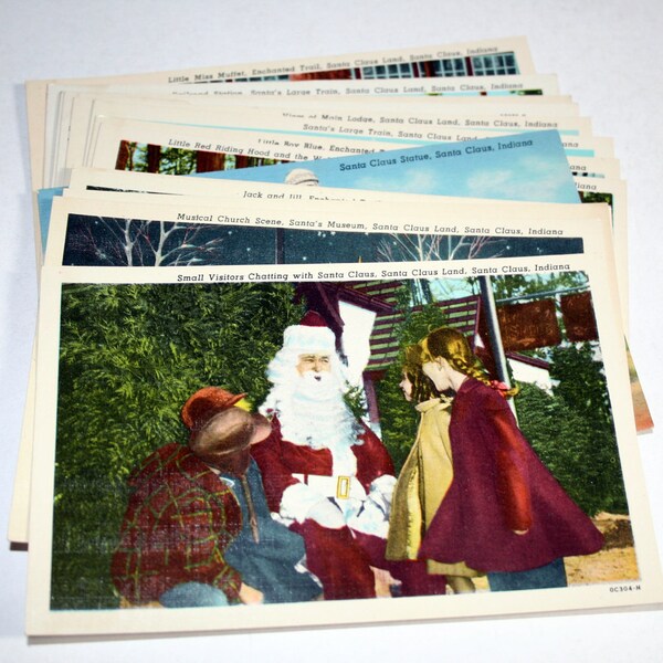15 Vintage Santa Claus Indiana Postcards Blank - Wedding Guestbook