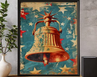 Stars and Stripes Poster - Bold Vertical American Freedom Bell