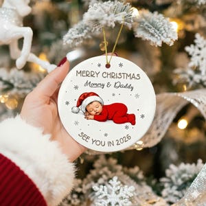Personalized Baby Announcement Christmas Ornament: See You in 2026
