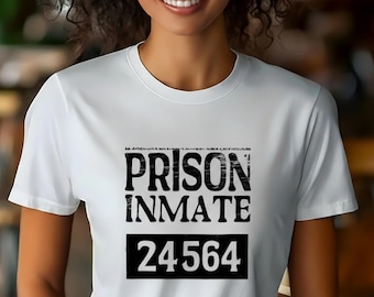 Humorous Prisoner Costume T-Shirt, 100% Cotton Inmate Tee