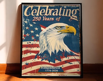 Manifesto per l'Indipendenza degli Stati Uniti: 250° anniversario, aquila vintage (stampa arrotolata)