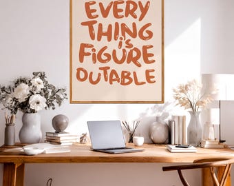 Gerolltes Hochformat-Poster „Alles ist lösbar“ – Motivierendes Wandbild mit positivem Spruch – Inspirierende Wanddekoration fürs Homeoffice