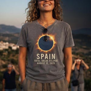 Solar Eclipse Tee: Spain Celestial Event (S-4XL Cotton Blend)