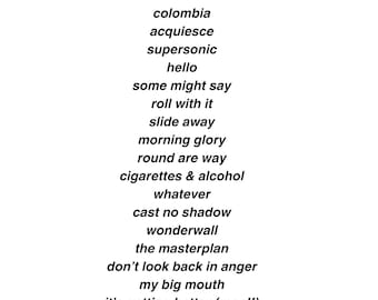 Oasis Set List Knebworth 1996 - Etsy