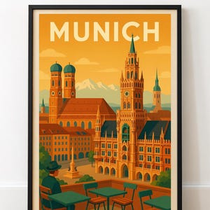 Munich Travel Poster Print | Munich Travel Wall Art | Travel Poster | Cityscape Poster