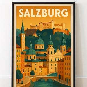 Salzburg Travel Poster Print | Salzburg Travel Wall Art | Travel Poster | Cityscape Poster