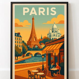 Paris Travel Poster Print | Paris Travel Wall Art | Travel Poster | Cityscape Poster