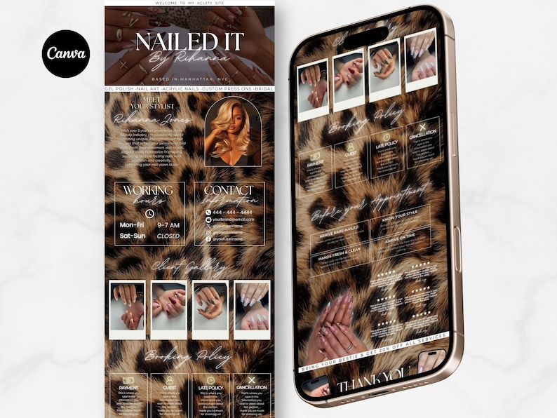 Acuity Scheduling Leopard Template Acuity Template Cheetah Nailtech Acuity booking site Nails Acuity Nail Schedule Acuity booking website image 3