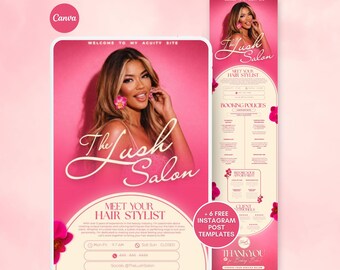 Pink & Yellow Acuity Scheduling Orchid Acuity Template Hairstylist Summer Acuity Booking Template Hair Tech Acuity Booking Website Page DIY