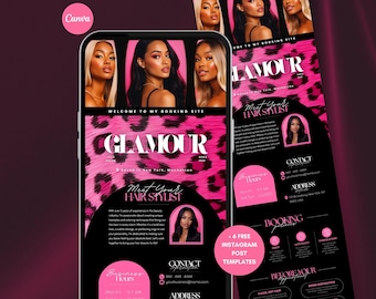 Modelo de agendamento Acuity Leopardo Rosa, Modelo Acuity para cabeleireiro/chita, Modelo de reserva Acuity para técnico de cabelo, Site de reserva Acuity para trancistas