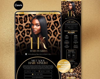 Acuity Scheduling Template Leopard Hairstylist Acuity Template Hairstylist Website Cheetah Acuity Hair Stylist Booking Site Hair Tech Canva