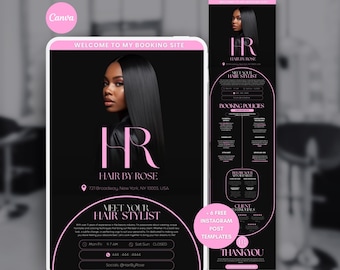 Hairstylist Acuity Template Hair Pink Black Acuity Scheduling Template Hairstylist Website Acuity Hair Stylist Booking Site Hair Tech Canva
