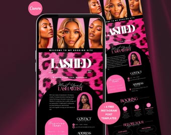 Acuity Scheduling Pink Leopard Template Acuity Template Lash Tech Acuity Booking Cheetah Lashes Acuity Lash Artist Booking Website Editable