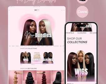 Luxury Pink Shopify Theme: Hair, Beauty, Cosmetics Professional Website (Instant Download)