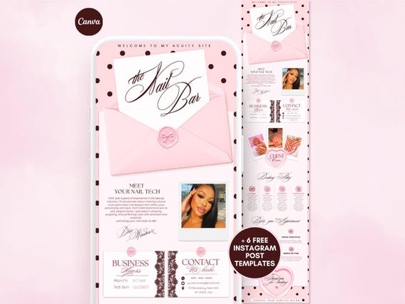 Acuity Scheduling Pink Polka Dots Acuity Template Nail Tech Acuity Calendar Nail Artist Acuity Nail Schedule Acuity Booking Page website