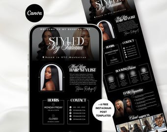 Hairstylist Black Acuity Template, Hair Acuity Scheduling Template, Hairstylist Site Schedule Template Acuity Canva Booking Site Hair Tech