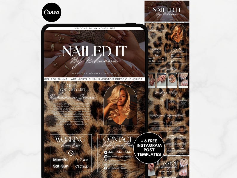 Acuity Scheduling Leopard Template Acuity Template Cheetah Nailtech Acuity booking site Nails Acuity Nail Schedule Acuity booking website image 1