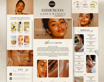 Esthetician Medspa Landing Page Canva Website Template Skincare Business Facial Aesthetic Site Wellness Entrepreneur Beauty Salon Website