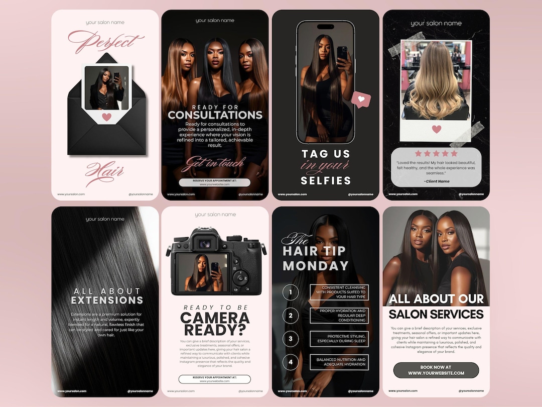 50 Editable Hairstylist Instagram Story Reels Marketing Hairstylist Social Media Hair Salon ...