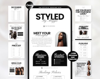 Hair Acuity Scheduling Bookings Site Template Hair Schedule Acuity Editable Canva Hair Tech Acuity Hairstylist Website Hair Stylist Branding