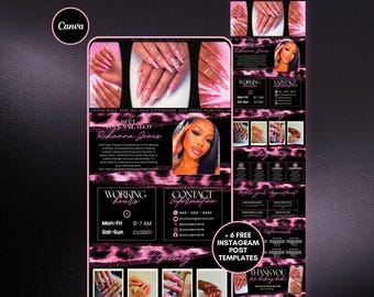 Nail Tech Acuity Scheduling Template: Leopard Cheetah Pink Black Canva Website