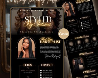 Modelo de site de luxo para cabeleireiros: banners editáveis no Canva (PDF)