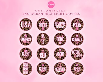 Instagram Highlight Covers Pink Leopard Instagram Highlight Icons Cheetah insta highlight covers template hairstylist nail lash tech salon