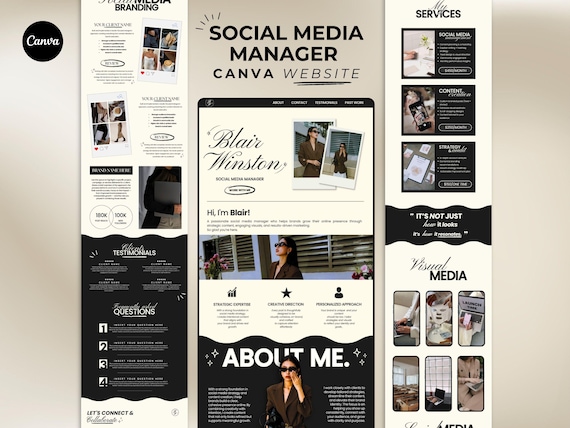 Social Media Manager Portfolio Canva Website Template Marketing Aesthetic UGC Landing Page Content Creator Coach Influencer Course Creator