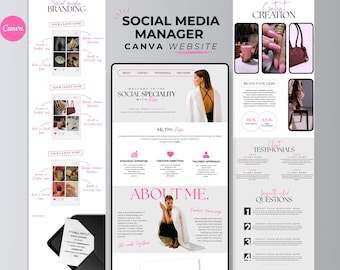 Social Media Manager Portfolio Canva Website Template UGC Landing Page Marketing Aesthetic Content Creator Coach Influencer Course Creator