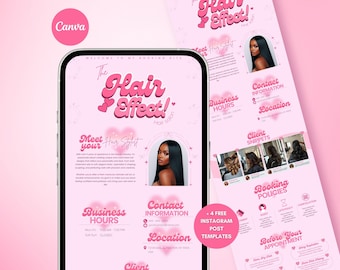 Plantilla de citas de Square, reserva de Square, sitio de reserva de peluqueros, cita de peluquero de Square, plantilla Canva de Squarespace rosa.