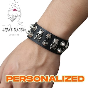 Punk Skull Leder Armband Gothic Kette Nieten Manschette Unisex Hip Hop Rock Schmuck