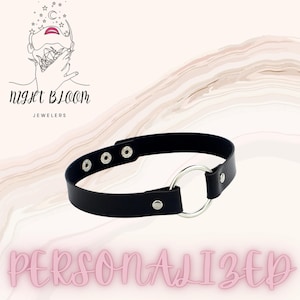 Black Leather Gothic Choker Necklace Spiked and Studded Statement Collar
