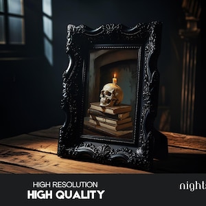 Candlelit Skull | Gothic Still Life Art | Dark Academia Print