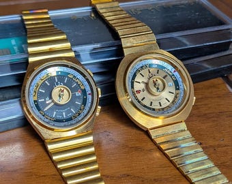 Reloj suizo automático Dalil Monte Carlo: caja de oro de los años 70, brújula de oración