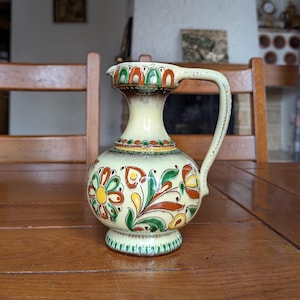 Schweizisk keramisk kannavas: Langnau U. Kohler Floral Alpine Pottery