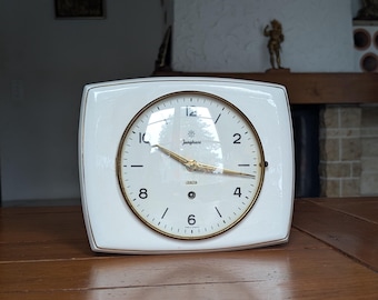 Junghans Exacta Vintage White Ceramic Wall Clock From 1950s