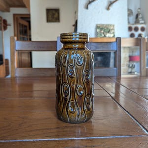 Vaso vintage in ceramica marrone Scheurich 288-22 con motivo corallo per l&#39;arredamento di metà secolo degli anni &#39;70, proveniente dalla Germania occidentale