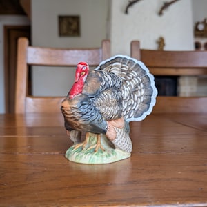 Goebel vintage porcelain turkey figurine hand painted mid-century animal sculpture from Germany for Thanksgiving or country home decor