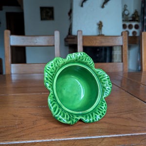 Italian vintage ceramic bowl in the shape of a green cabbage for a Bassano style table setting from Italy