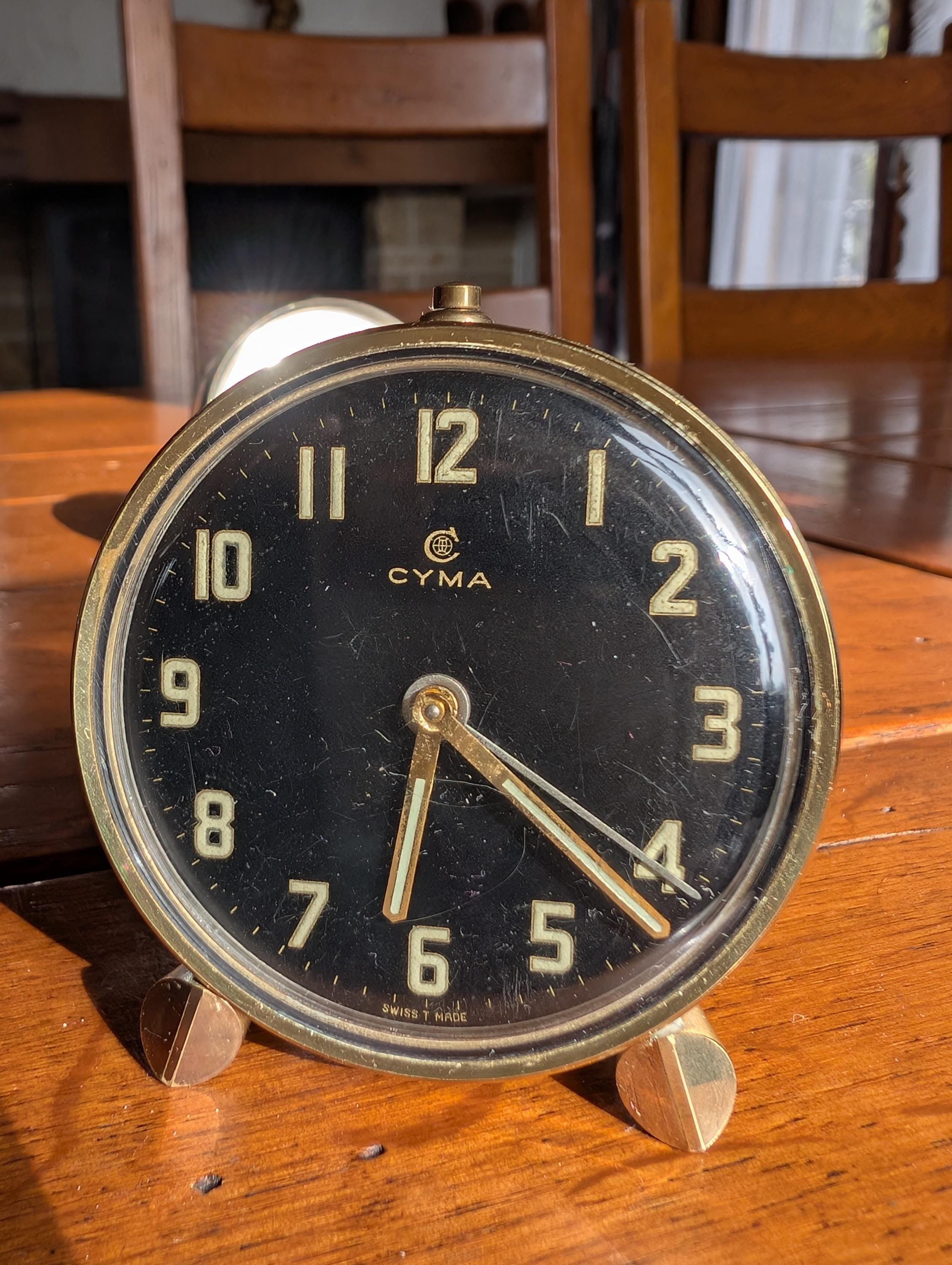 Cyma Swiss Brass Alarm Clock: Mid-century Desk Decor - Etsy