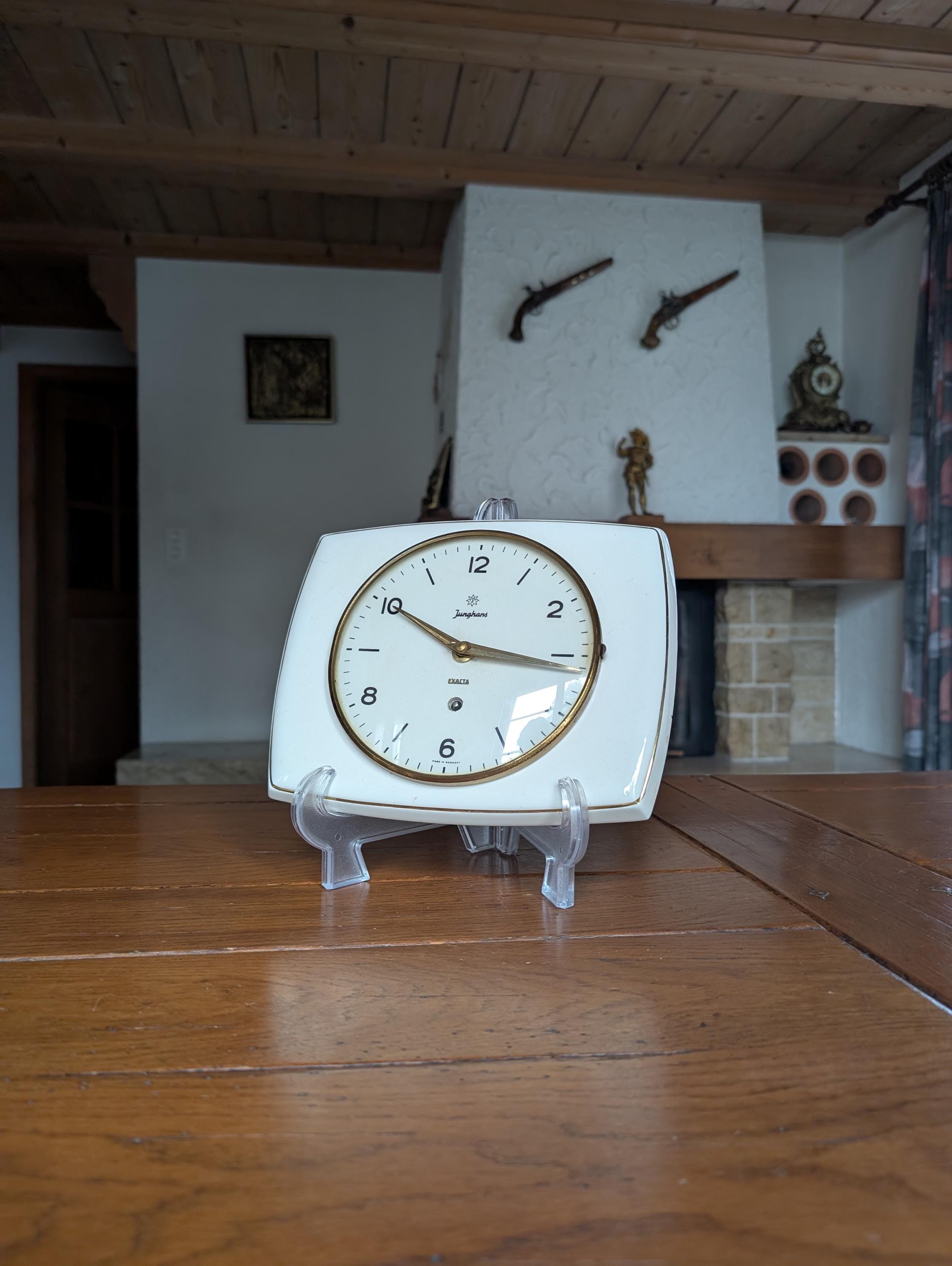 Junghans Exacta Vintage White Ceramic Wall Clock From 1950s