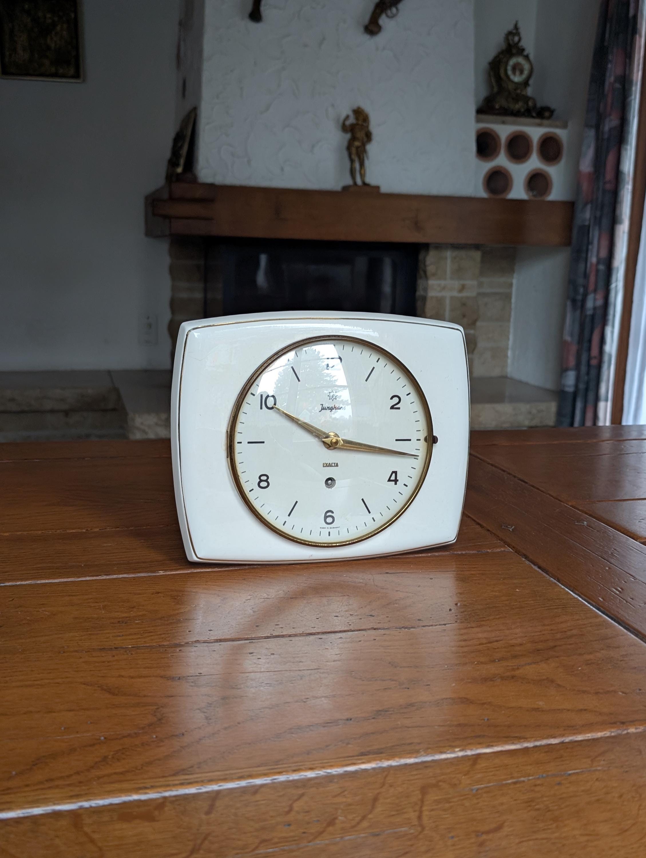 Junghans Exacta Vintage White Ceramic Wall Clock From 1950s