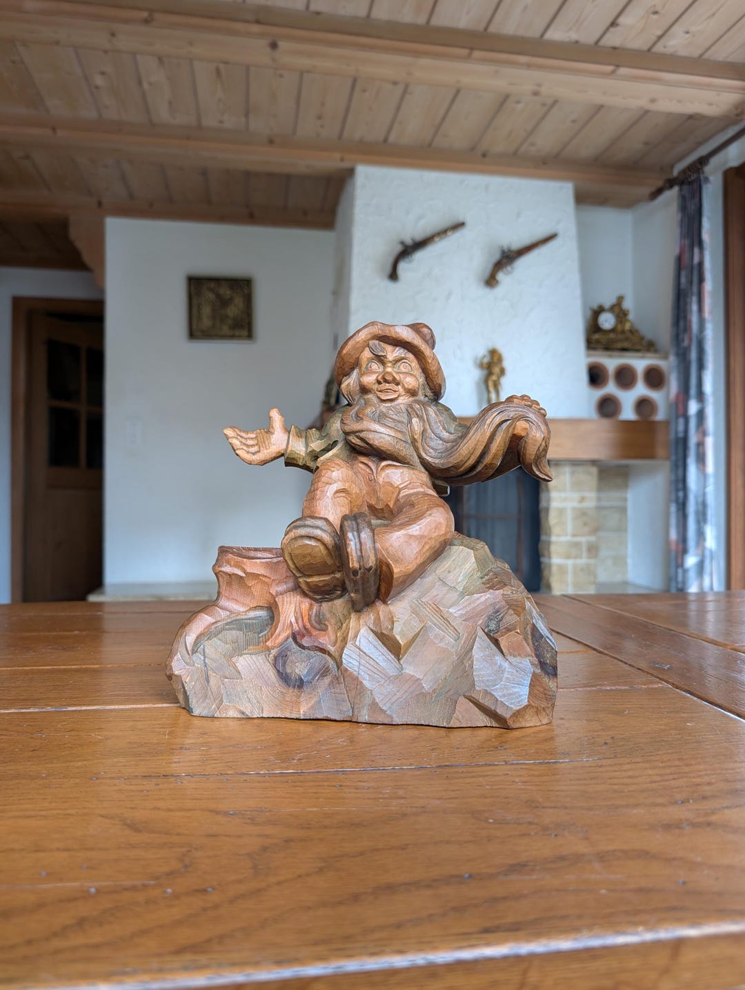 Hand Carved Austrian Wood Gnome Figure, Rustic Chalet Decor - Etsy